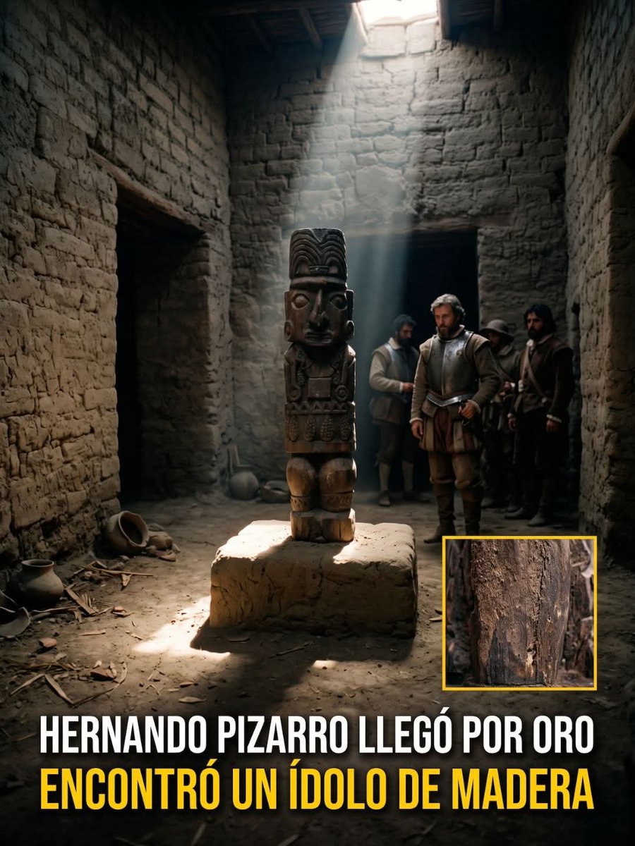 EDICIONESREGION's tweet photo. Hernando Pizarro esperaba encontrar un gran tesoro en Pachacamac… pero terminó frente a una figura de madera que representaba al dios más temido de la costa.

En 1533, Hernando Pizarro llegó al santuario de Pachacamac, uno de los centros religiosos más importantes de la costa peruana.
Su expedición tenía entre sus objetivos obtener riquezas para el rescate de Atahualpa. 

En el interior del santuario se encontraba el famoso ídolo de Pachacamac, una representación de madera asociada a la divinidad que daba nombre al lugar y que era venerada por numerosos peregrinos.

Según las crónicas españolas, Pizarro ordenó retirar y destruir el ídolo, pues los españoles lo consideraban una representación pagana.

El episodio muestra uno de los primeros encuentros documentados entre los conquistadores y las antiguas creencias religiosas de la costa central del Perú.

Hoy, el santuario arqueológico de Pachacamac conserva las huellas de una tradición religiosa que existía mucho antes de la llegada de los incas y que continuó siendo importante durante siglos.

Rutas Secretas Arqueo