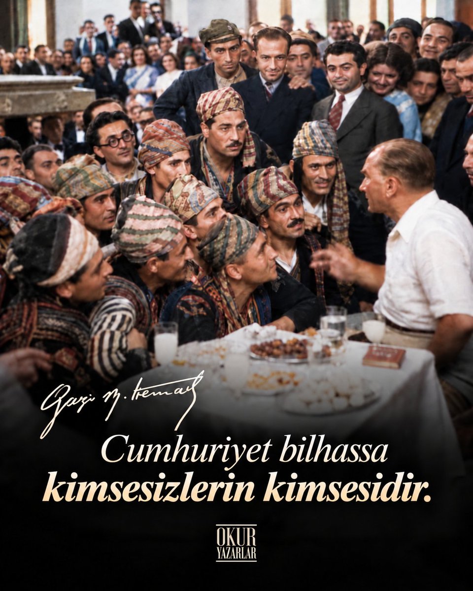 okuryazarlar's tweet photo. "Cumhuriyet bilhassa kimsesizlerin kimsesidir."

Mustafa Kemal Atatürk https://t.co/osyFDPj5gc