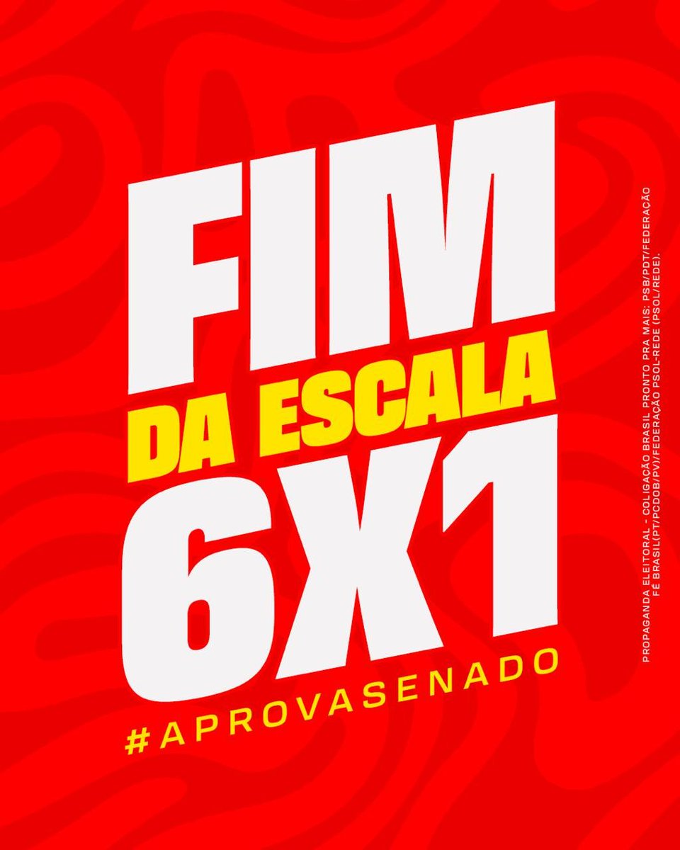 GDesve31282's tweet photo. *MISSÃO DO DIA: #AprovaSenado o fim da escala 6x1*

Flávio Bolsonaro e sua turma querem barrar o fim da 6x1, mas NÓS NÃO DEIXAREMOS!

👉 Queremos mais um dia de folga
👉 SEM REDUÇÃO DE SALÁRIO 
👉 Mais dignidade para os trabalhadores https://t.co/tzgj4ZbZvf