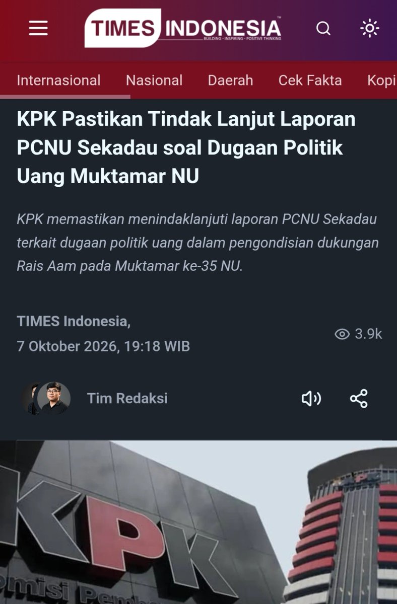 AhlulQohwah's tweet photo. Jubir KPK menyatakan telah menerima pengembalian uang dari PCNU Sekadau, Kalimantan Barat, dan memastikan akan memproses laporan dugaan politik uang di  Muktamar NU

Ada yg malem ini mulai ga bisa tidur nih kynya,

@achmadnas99
@ainunnajib
@kangwaqfi2
@Stakof

https://t.co/3yakmfxRJC