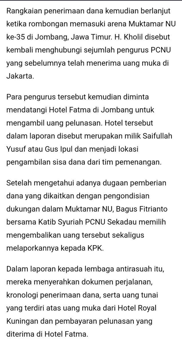 AhlulQohwah's tweet photo. Jubir KPK menyatakan telah menerima pengembalian uang dari PCNU Sekadau, Kalimantan Barat, dan memastikan akan memproses laporan dugaan politik uang di  Muktamar NU

Ada yg malem ini mulai ga bisa tidur nih kynya,

@achmadnas99
@ainunnajib
@kangwaqfi2
@Stakof

https://t.co/3yakmfxRJC