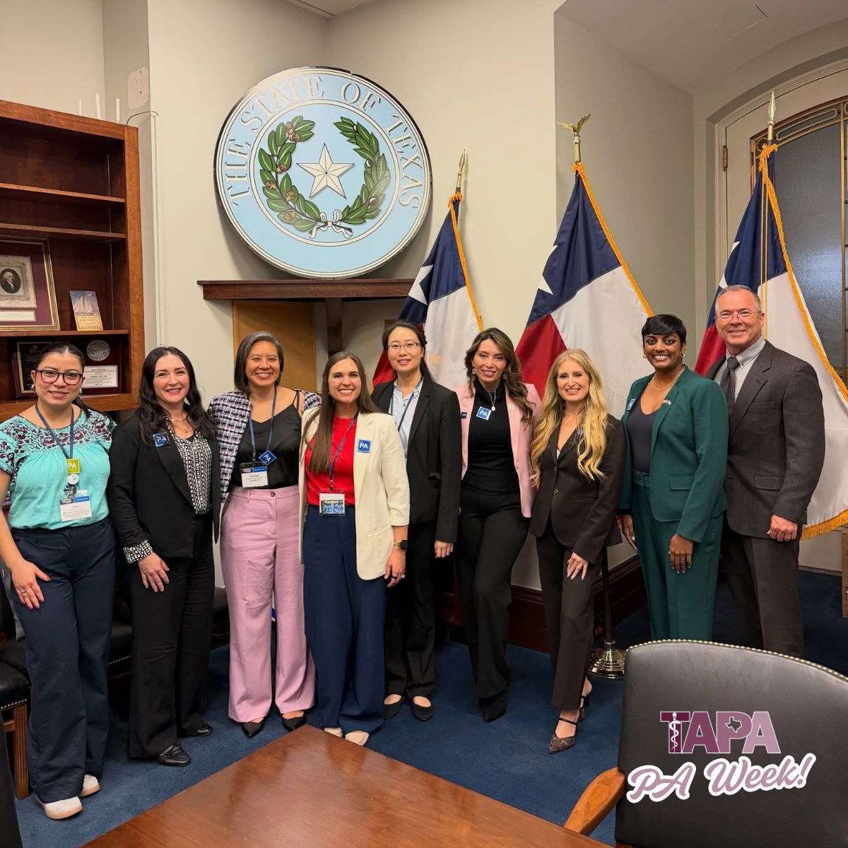 tapaTX's tweet photo. Today, we’re highlighting the advocacy work TAPA, our board and our members do for Texas PAs.

From D.C. to Texas, TAPA works year-round to elevate member priorities and keep the PA voice part of key healthcare conversations.

#PAWeek2026 #PAsGoBeyond https://t.co/8y5xDEdlfU