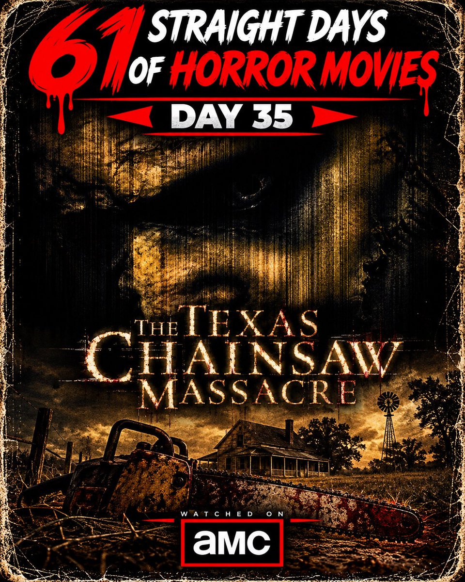 retrozombieent's tweet photo. 🎬 61 Straight Days of Horror Movies — Day 35
The Texas Chainsaw Massacre (2003) 🪚💀
One of the best horror remakes ever made. Dark, brutal, and Leatherface is fucking terrifying in this one. 🔥
Watched on AMC.
35 down. 26 to go.
#TexasChainsawMassacre #Leatherface #AMC https://t.co/6hw72udSq9