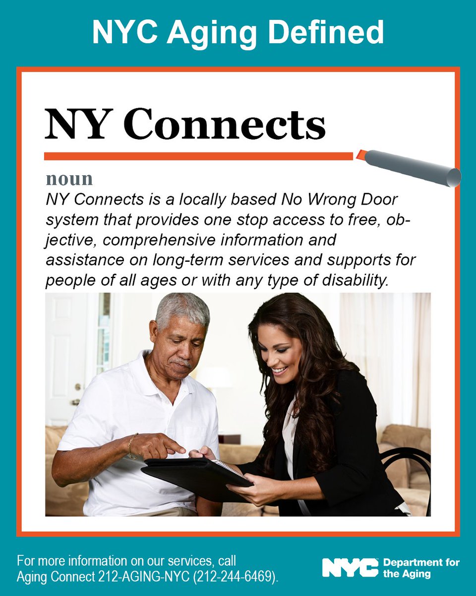 NYCAging's tweet photo. Need a connection? NY Connects guides individuals and families in need of long-term care supports to critical information, resources, and services. #NYCAgingDefined #NYConnects https://t.co/W8cJBuG2Ef