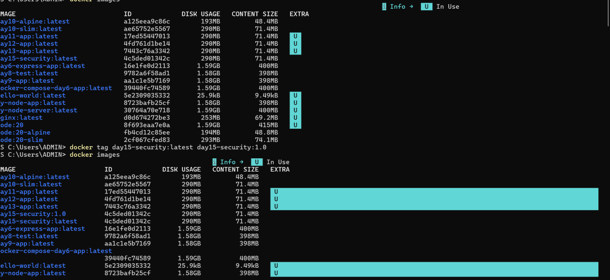 derkadd1o1's tweet photo. Day 17 🐳

Learned Docker image tagging &amp; versioning.

Practiced:
• Image tags
• Versioning with 1.0, 1.1
• latest tag
• Tagging existing images
• Running specific versions
#100DaysOfDevOps #Docker #DevOps #LearningInPublic
#100daysofCoding https://t.co/wHTVTRohMA