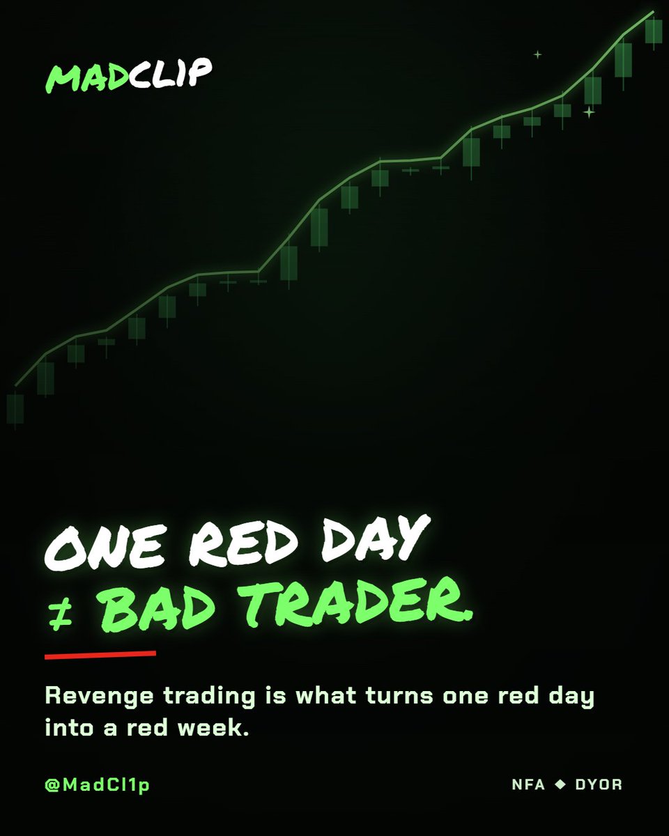MadCl1p's tweet photo. Lost today? Close the app. Don't try to win it all back in one trade. 🧠
#tradingpsychology #riskmanagement #memecoins #solana #trenches #NFA https://t.co/abxXrKlu5l