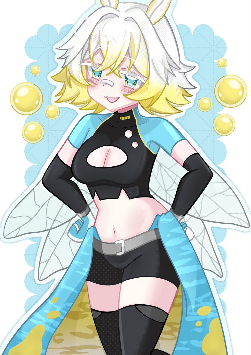 fizzy_lemonsoda's tweet photo. @zherostd My blood bug version doesn’t have a ref but its just red replacing all the blue and adding the rest of the bug parts💛🩵 https://t.co/4ezJTfvRfB