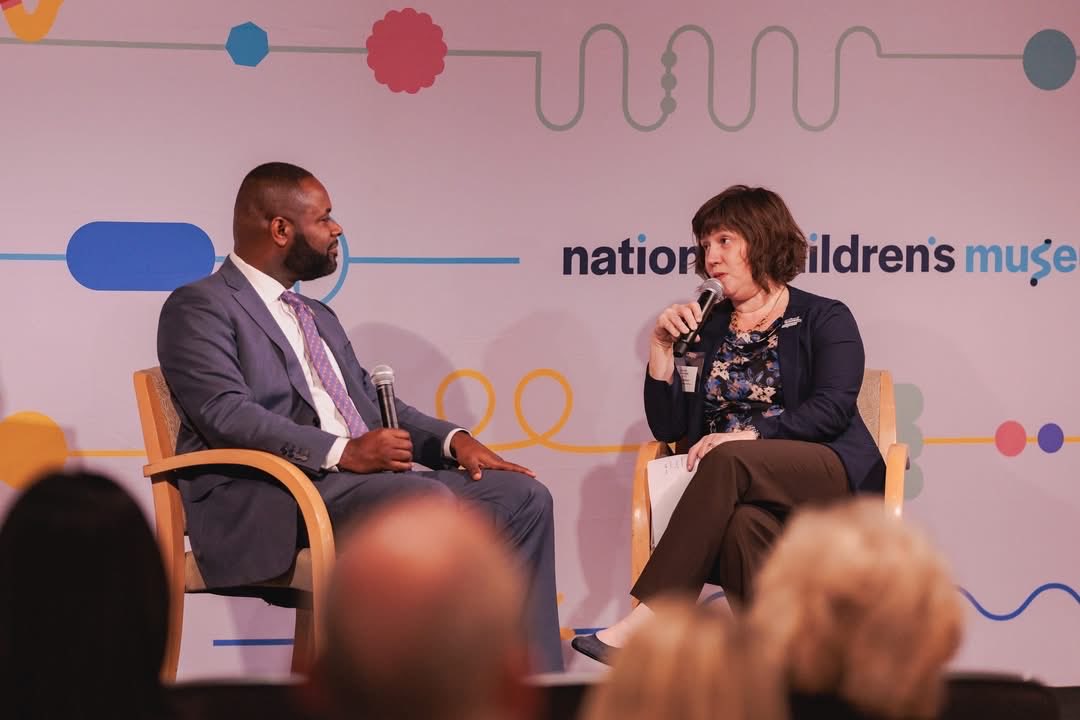 SenatorMcCray's tweet photo. Enjoyed the opportunity to join President Hoffman at the National Children’s Museum for a fireside chat about what happens when our young people have access—the freedom to tinker, learn lessons, build confidence, &amp; discover pathways like apprenticeship.

#IntentionallyFocused https://t.co/jxU6a120YK