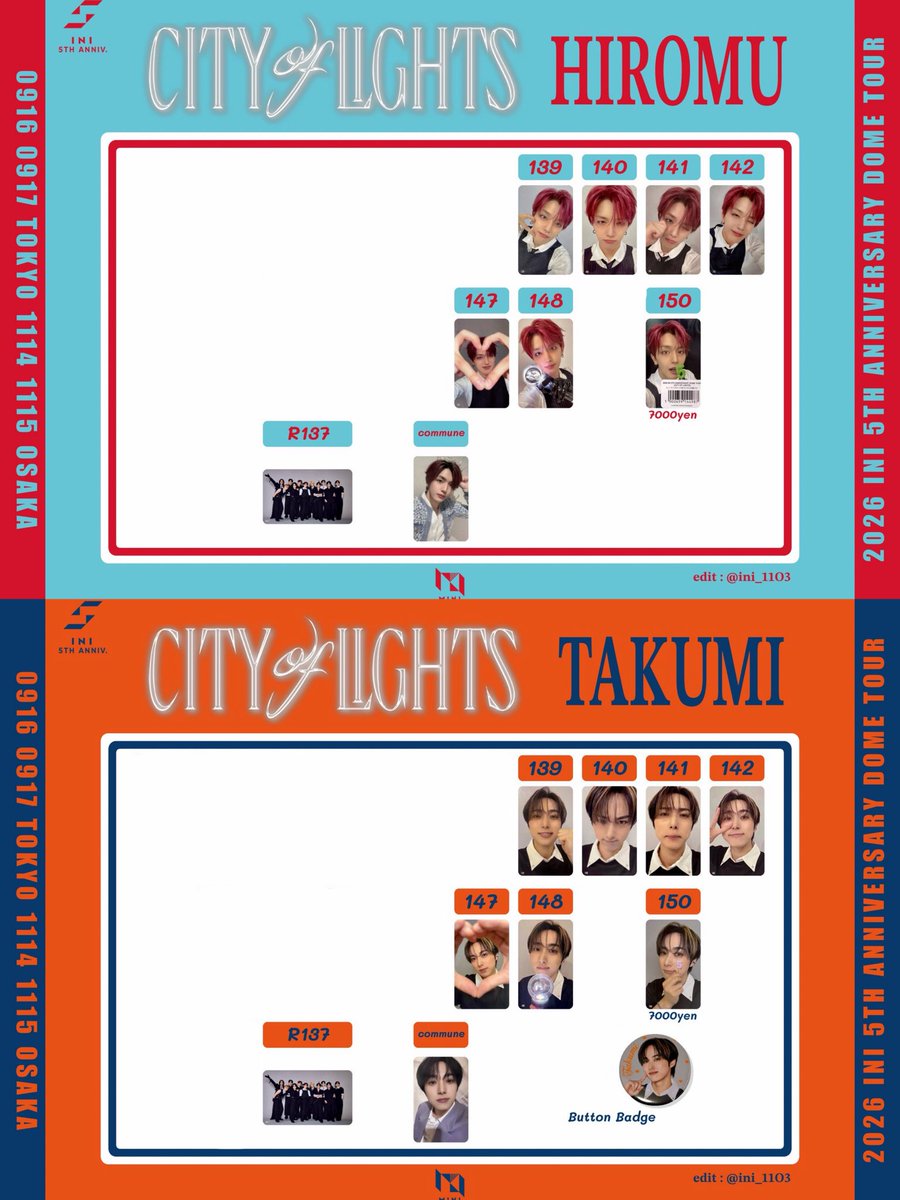 takochan0805's tweet photo. [譲]画像1枚目
池﨑136.139.140.150尾崎138後藤136.139.144佐野133.146許135.145髙塚133.135田島141.146.148.149西137.140.146藤牧136松田134.149
ステッカー尾崎.佐野.西
缶バッジ 髙塚、佐野
w会員 許 田島

[求]画像2.3枚目
【激求】148藤牧

n:1も検討⭕️異種⭕️郵送交換📮

#INI交換 https://t.co/9psTMIqpI3