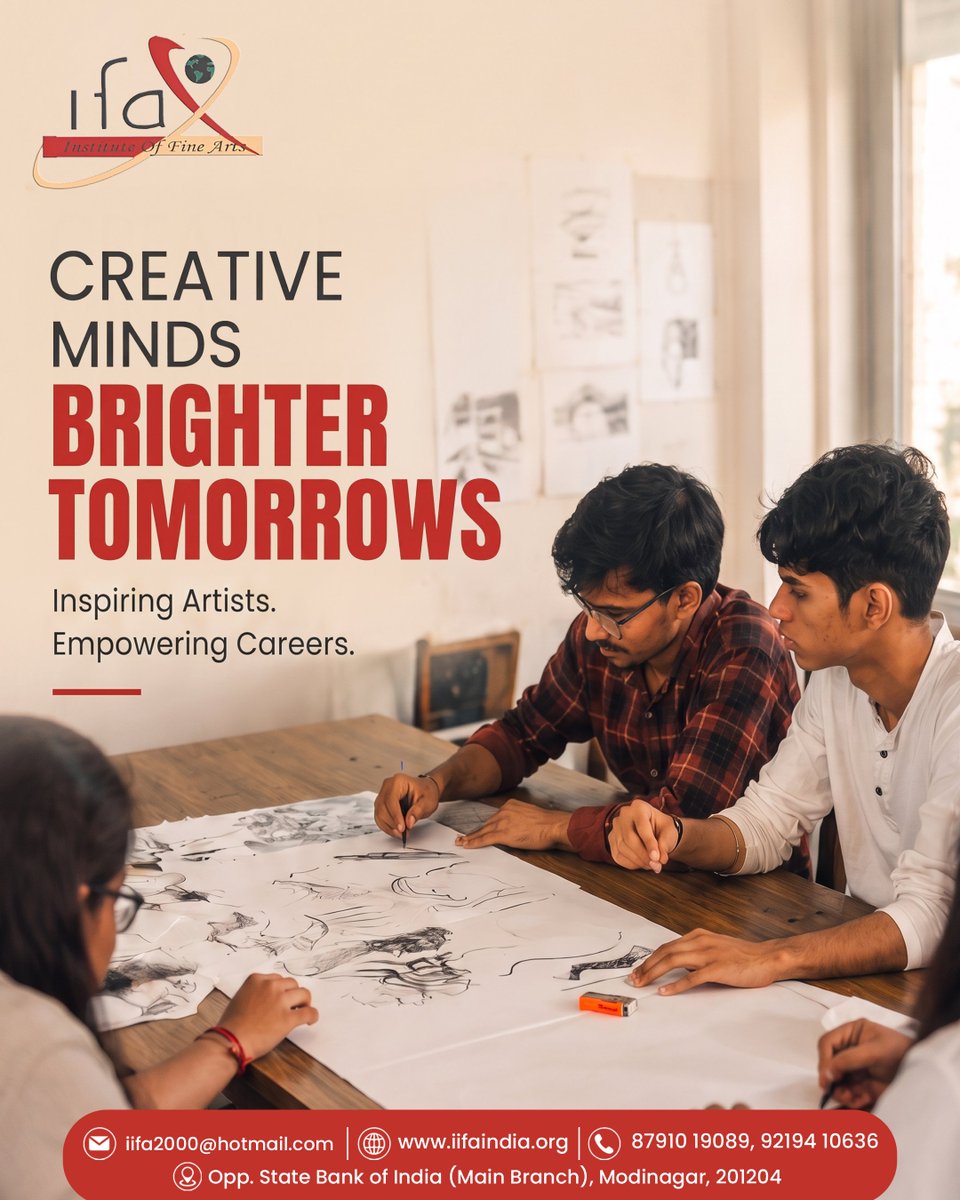 IIFAModinagar's tweet photo. Creativity is more than an expression, it’s the foundation of a meaningful career. At IFA, students are encouraged to explore ideas, develop their artistic skills, and turn their creative vision into professional possibilities.
#IFAIndia #InstituteOfFineArts #CreativeEducation https://t.co/NtQvXsdok2