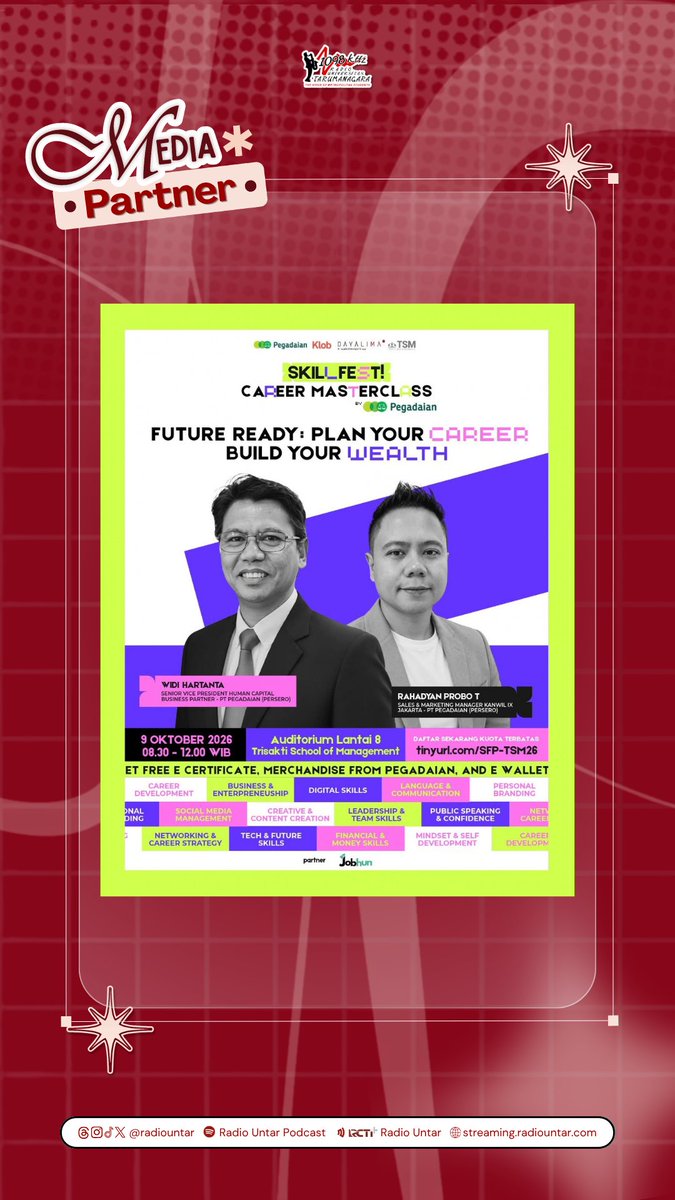 radiountar's tweet photo. Udah kerja keras, tapi tabungan segitu-gitu aja dan investasi belum tahu mulai dari mana. Hmm... kapan ya bisa siap secara finansial? 🤔

Yuk cari tahu langsung di sini!

✨SKILLFEST! CAREER MASTERCLASS by Pegadaian ✨ https://t.co/6E0S72yR0B