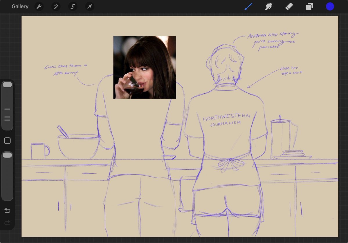 plscallmemary's tweet photo. pancakes and teenie tiny tennis shorts for breakfast anyone? #mirandy wip https://t.co/RTBh3QyWDx