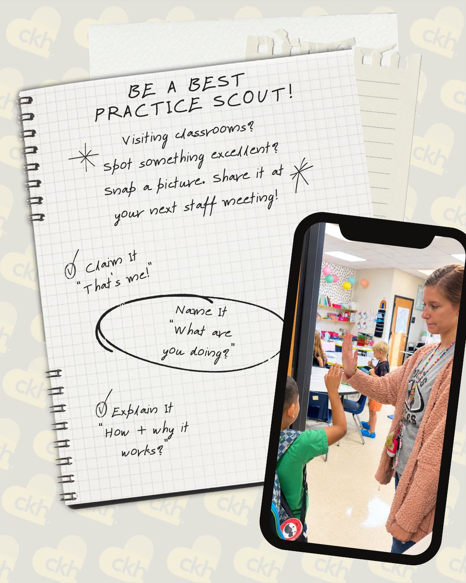 iheartckh's tweet photo. Be a best-practice scout! 

Campus leaders, as you visit classrooms, keep an eye out for practices worth celebrating. When you see something excellent, snap a quick picture and share it at your next staff meeting.

Claim it. Name it. Explain it. 

Help your team learn from the great things happening across your campus!

#CapturingKidsHearts #CKH