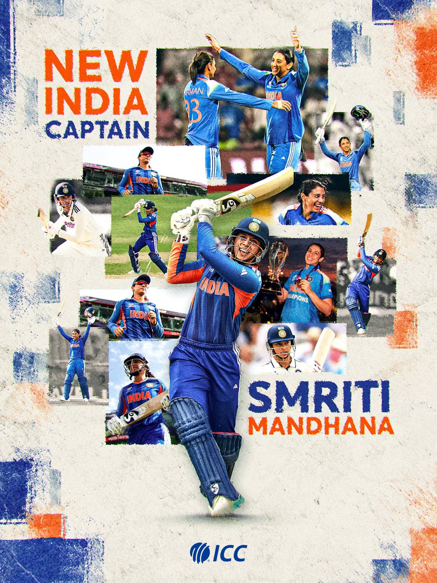 ICC's tweet photo. Smriti Mandhana’s story with India enters a new chapter 💙 https://t.co/MwmfxRWfGr