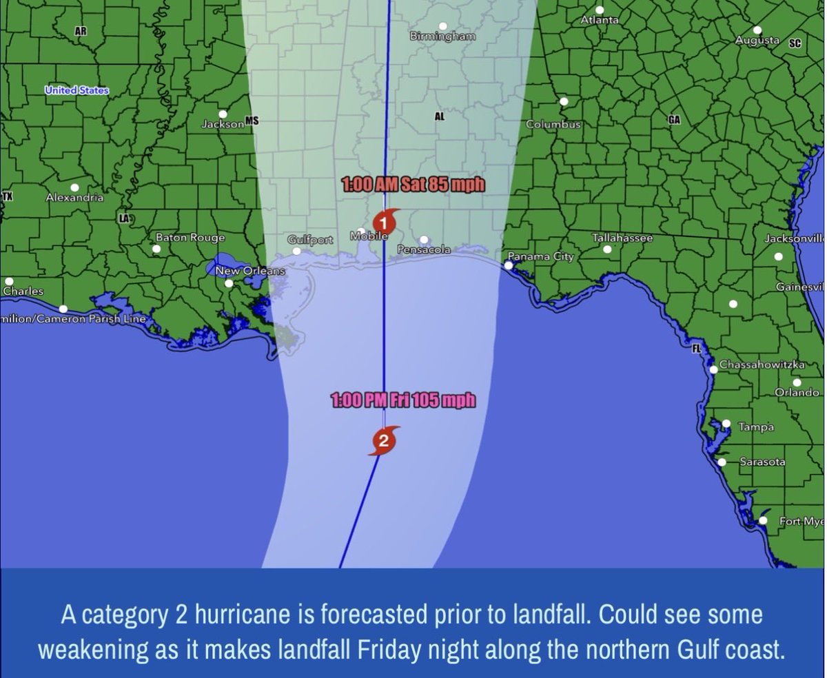 CycloneJones1's tweet photo. Isaias will become a hurricane soon…the latest-in-season US hurricane in modern history. Hurricane Tracker app (it’s a great one!) has these graphics, valid 10/7/2026. Flooding rains expected in areas surrounding Mobile, Alabama. https://t.co/hEImMfyCe8