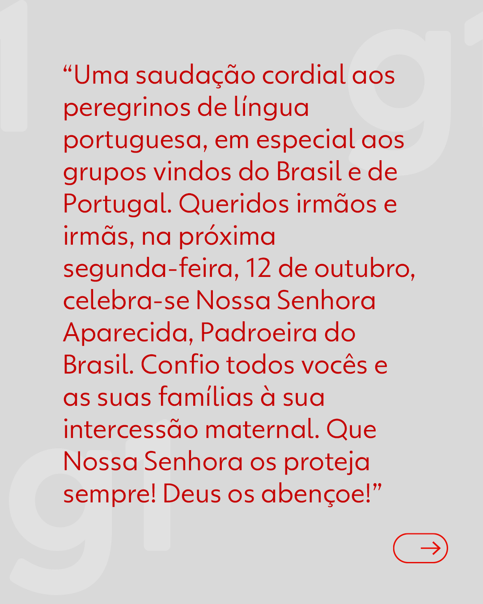 g1's tweet photo. Papa menciona Nossa Senhora Aparecida em Audiência Geral no Vaticano e pede que padroeira proteja brasileiros https://t.co/QBv2gHgL0B #g1 https://t.co/XqZLjVZOov
