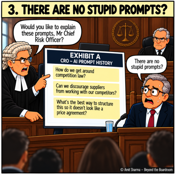amits_here's tweet photo. Your prompts can be held against you in court.

They said there are no stupid prompts.

Just some you might prefer not to see labelled “Exhibit A”. 😂

#ResponsibleAI #AIGovernance #FinancialServices #OnlyJoking https://t.co/TBIj7ybXBB