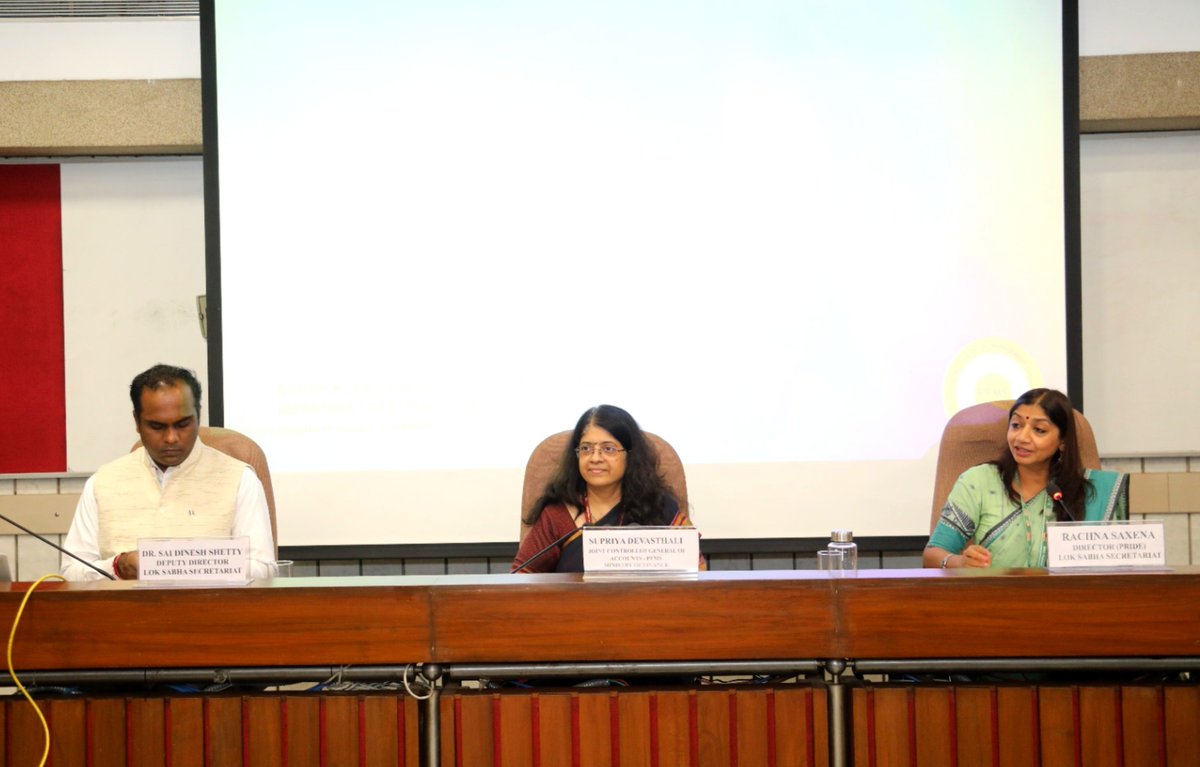 LokSabha_PRIDE's tweet photo. A three-day Capacity Building Programme in #FinancialManagement for Officials of Lok Sabha, Rajya Sabha and State Legislature Secretariats, commenced today at @LokSabha_PRIDE.
Distinguished speakers for the day included;
🎤 Ms. Rekha Raikar Kumar, Member (Finance), Land Ports Authority of India, Ministry of Home Affairs, GoI.
🎤 Smt. Supriya Devasthali, Joint Controller General of Accounts, Public Financial Management System – PFMS, Ministry of Finance, O/o CGA, New Delhi.
Also seen in the photographs is Ms. Rachna Saxena, Director, PRIDE.
@loksabhaspeaker | @LokSabhaSectt | @sansad_tv
#CapacityBuilding #PRIDE #CBP #FinancialManagement #Training
1/n