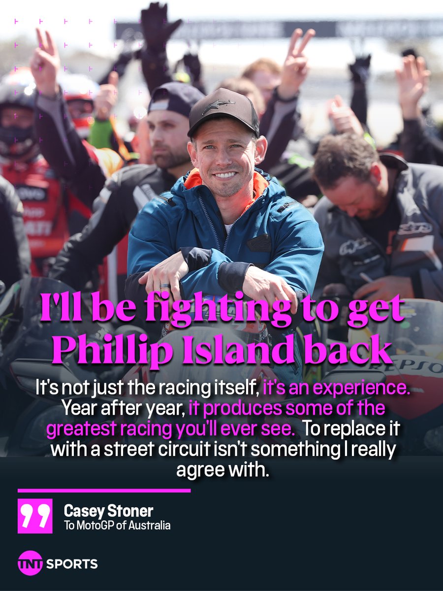 bikesontnt's tweet photo. Casey Stoner is ready to fight for Philip Island 🥊

The MotoGP Legend shared his thoughts on replacing the iconic circuit with a newly built facility in Adelaide when interviewed by MotoGP of Australia 🎙️

#MotoGP https://t.co/0vQ0bWJu6p