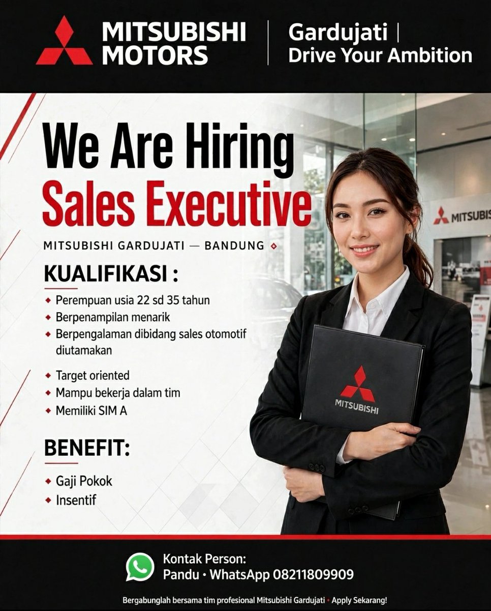 infolokerbdgcom's tweet photo. Kami membuka peluang bagi kamu untuk bergabung menjadi  bagian dari tim kami sebagai Sales Executive

Kirimkan CV terbaik kamu ke :
📲 08211809909
📍 Jl Gardujati no 70 kb jeruk kec Andir kota Bandung https://t.co/7uF5HCPcC9