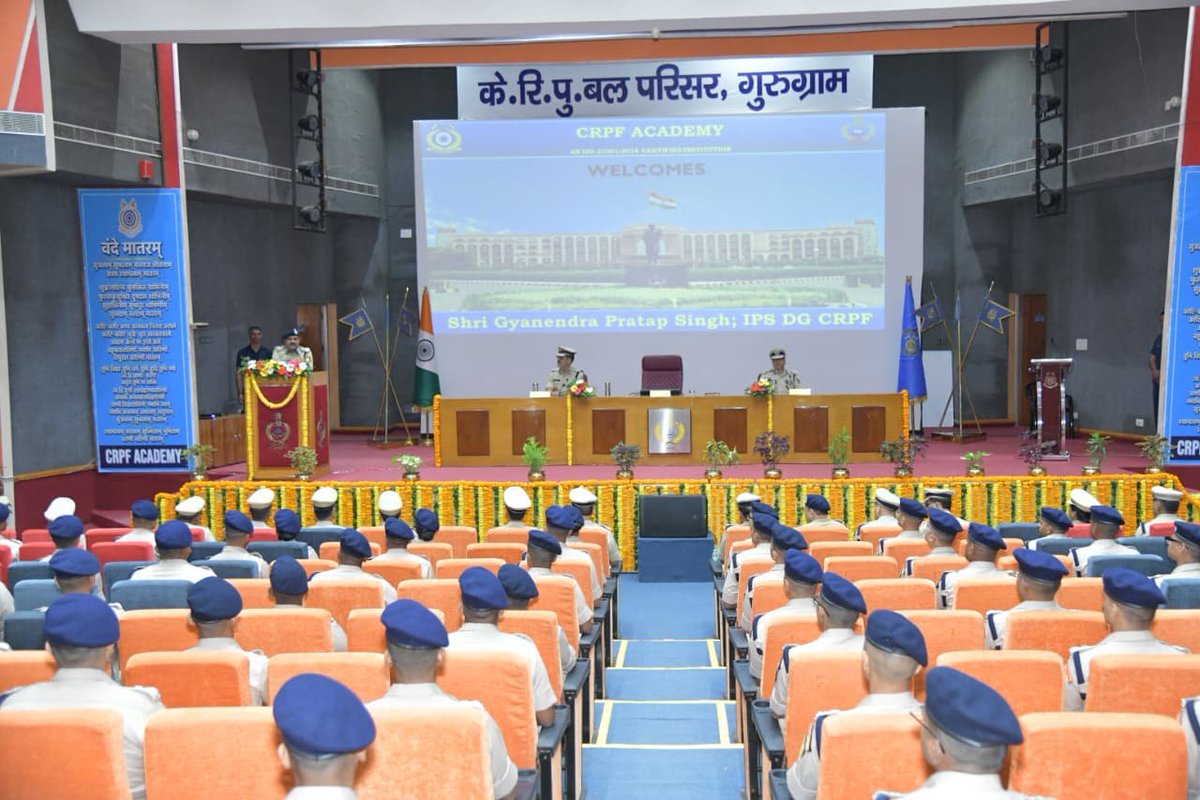 crpfindia's tweet photo. Shri G P Singh, IPS, DG @crpfindia, graced the opening ceremony of Basic Training of the 57th Batch of DAGOs at CRPF Academy, Gurugram.
​Addressing 99 officer trainees (96 male, 3 female)—a modern, tech-forward cohort predominantly with engineering backgrounds—he highlighted CRPF's stature as one of the world's most decorated armed police forces.
​Emphasizing the vital ethos of "unlearning, learning, and relearning," DG CRPF extended his best wishes for a transformative training journey ahead.

#NationFirst
#Vandematram150 
#MissionNaxalMuktBharat2026
@gpsinghips
@crpf_j
@CentralZoneCrpf
@northeast_zone
@southzone_hyd
@crpfacademyggm1
​#DAGOs57