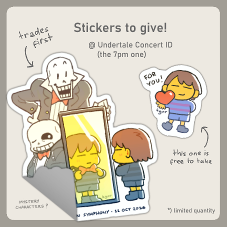 kogororon's tweet photo. i'll have some stickers to give at the undertale determination symphony concert this weekend!! 🎶 https://t.co/ebQcyUSw6z