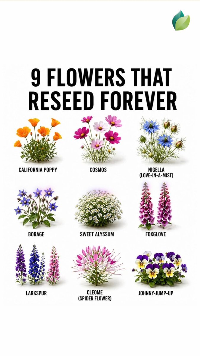 easygrowapp's tweet photo. 9 flowers that reseed forever! 🌸 Cosmos, poppy, foxglove, larkspur &amp; more.
Download Easy Grow app now!
#SelfSeeding #FlowerGarden #EasyGrowApp https://t.co/kM8visofCm