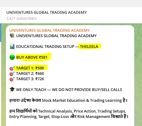 Ugtacademy's tweet photo. क्या आप STOCK MARKET सीखना चाहते हैं?

क्या आप भी जानना चाहते हैं कि ऐसे long-term setups को कैसे identify किया जाता है और Entry, Target & Stop-Loss कैसे तय किए जाते हैं?

📚 UNIVENTURES GLOBAL TRADING ACADEMY JOIN करें
हम आपको सिखाएंगे:

✅ Market Analysis
✅ Technical Analysis
✅ Long-Term Investing Concepts
✅ Trading Strategies
✅ Entry & Target Planning
✅ Stop-Loss & Risk Management
✅ ऐसे setups को खुद Analyze करना

🔥 सिर्फ CALL FOLLOW मत कीजिए —

📈 ऐसे SETUPS को ANALYZE करना सीखिए!

📲 Call / WhatsApp:
+91 8130860020

📧 Email: ugtacademy@gmail.com

UNIVENTURES GLOBAL TRADING ACADEMY

Learn • Practice • Grow

#THELEELA #FINCABLES #StockMarket #LongTermInvestment #StockMarketEducation #TechnicalAnalysis #TradingEducation #UniventuresGlobalTradingAcademy #THELEELA 

https://t.co/nOJmbq7Bov