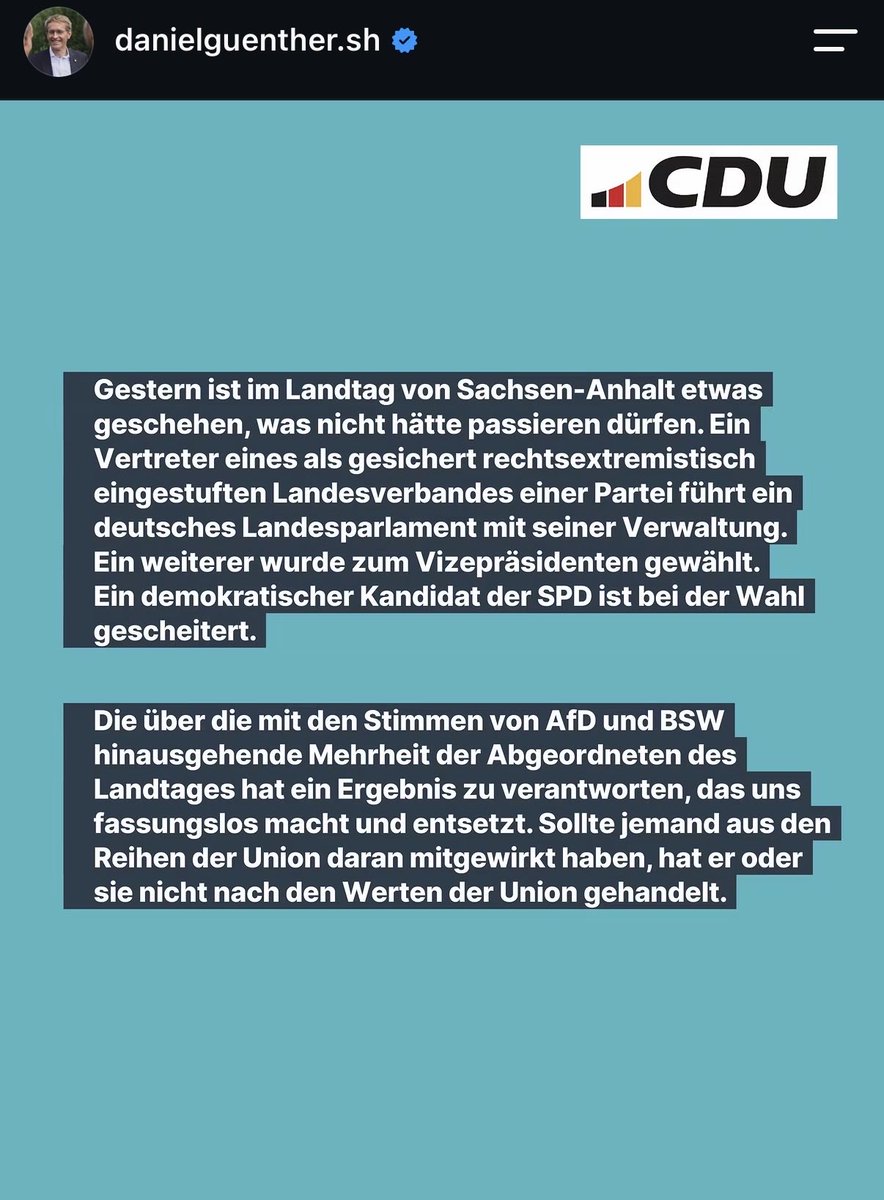 jbebermeier's tweet photo. Daniel Günther in der CDU bislang am kritischsten zu #Magdeburg und der #CDU Sachsen-Anhalt: https://t.co/dSYvZTkIDz