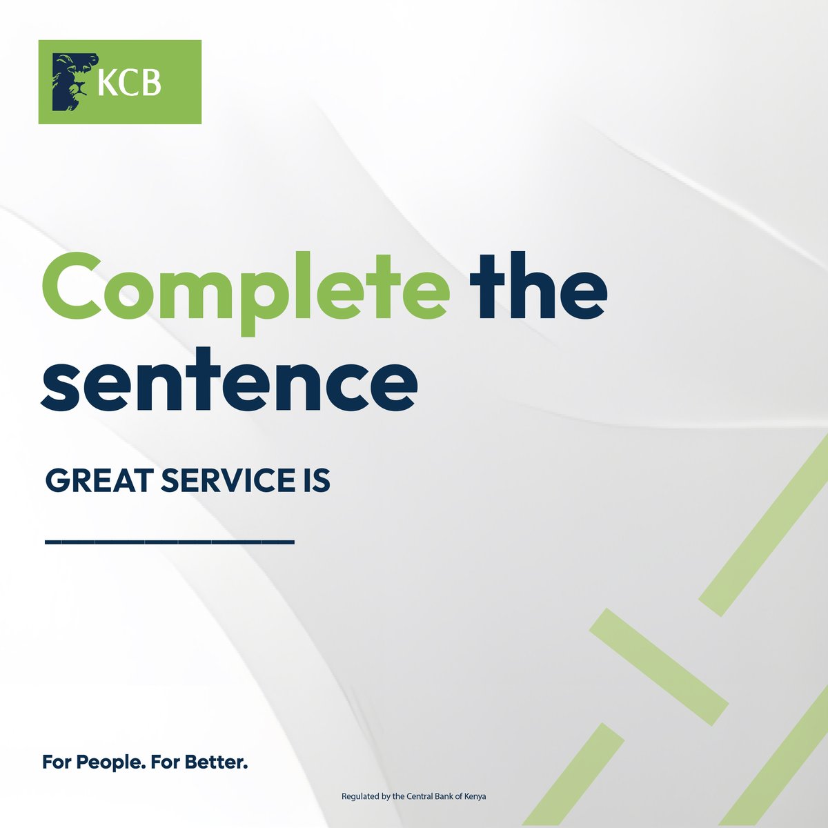 kcbgroup's tweet photo. To us, great service is listening. Understanding and Following through.​

But we'd like to hear from you. Great service is.... ​
Drop one word in the comments.​

#ForPeopleForBetter #CustomerServiceWeek2026  #CSWeek2026. https://t.co/m4MqDnkPNr