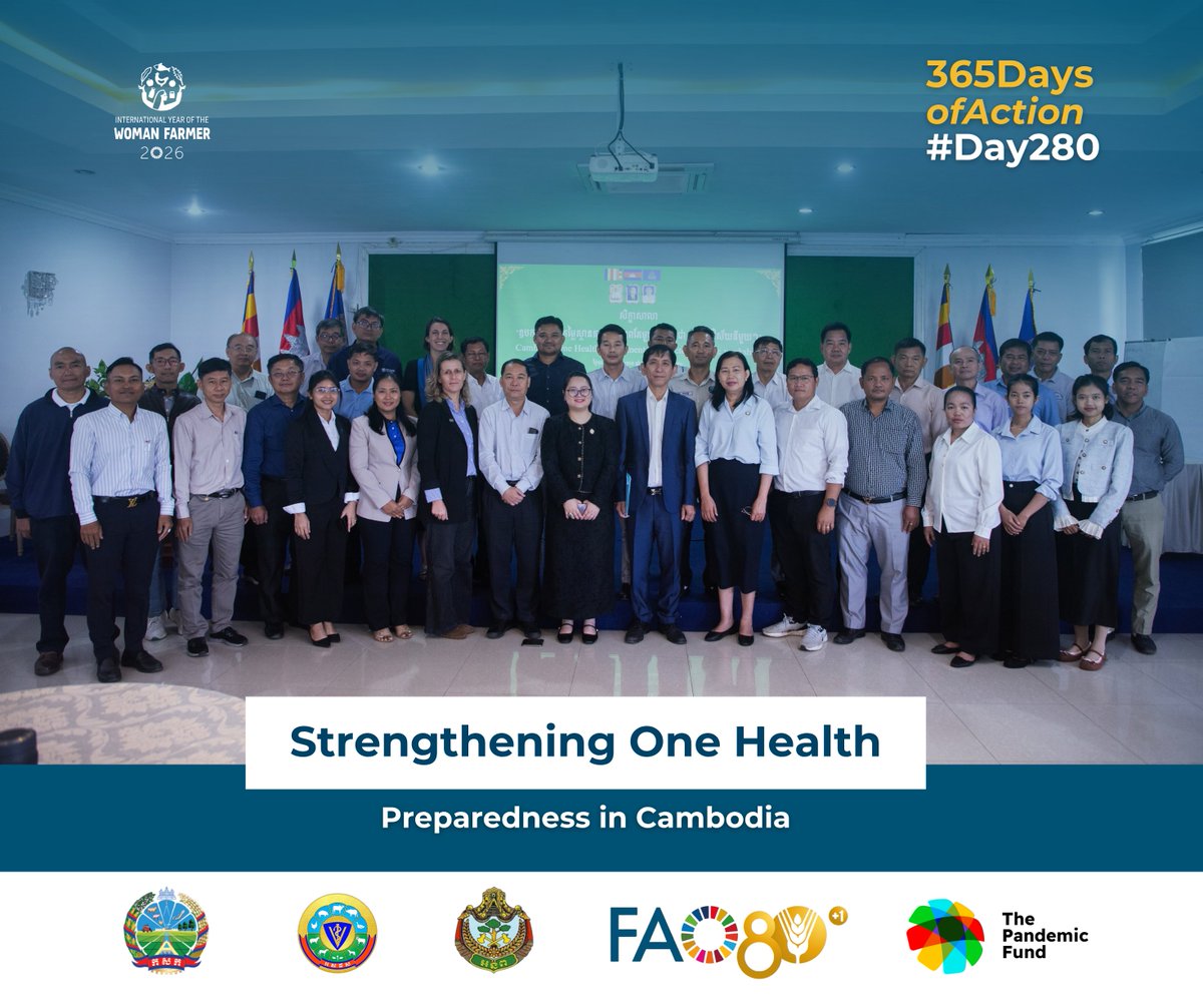 FAOCambodia's tweet photo. 🩺 FAO, through CamPPR, brought together 36 representatives in Takeo to assess Cambodia’s One Health implementation using FAO’s OHAT.
Findings will inform the One Health Country Profile and National One Health Strategy 2026–2030.
#OneHealth #CamPPR #FAOCambodia
@Pandemic_Fund https://t.co/dEUsNzEzRI