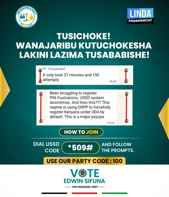 TEP_Official_'s tweet photo. Top of the Morning!  Wanataka tuchoke, but lets keep pushing and registering to the biggest party in Kenya- TEP. Dial *509# you get to confirm kama uko kwa chama yenye you did not register to! Mambo ni mengi guys! -Our Party's code is 100!  Have a good day ahead!  #SifunaThe6th https://t.co/KCAETMW6sh