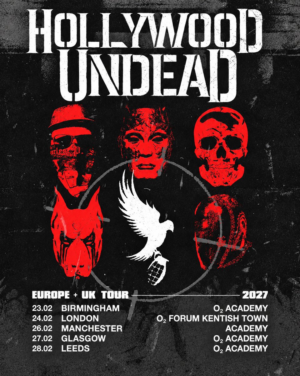 O2AcademyGla's tweet photo. Hollywood Undead play the #O2AcademyGlasgow Saturday 27 February 2027. 

Priority Tickets on sale NOW-https://t.co/y1g6w6CEup

#O2Priority https://t.co/JMre1cW38E