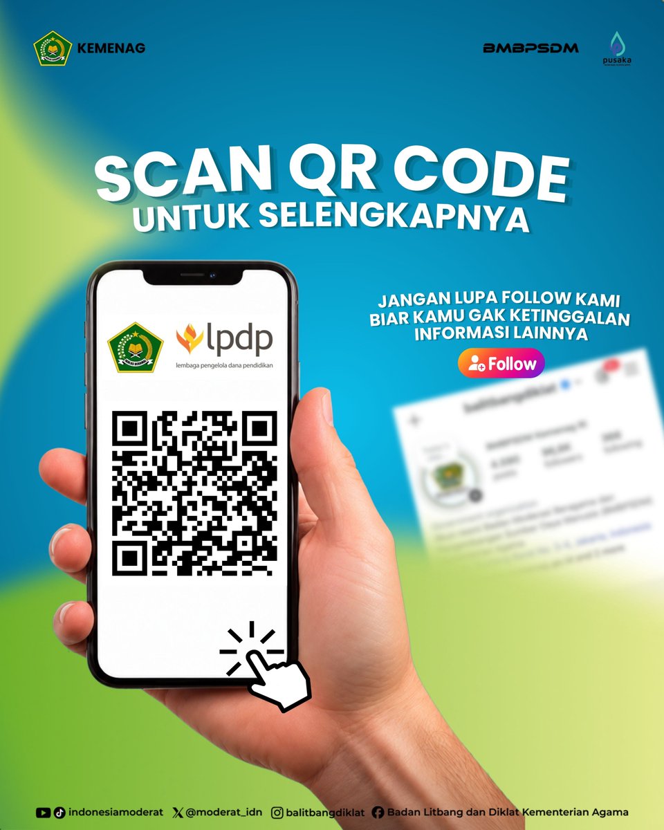 bla_jakarta's tweet photo. Terbuka bagi pegawai Kemenag, dosen/guru, ustaz/kyai, dan dosen Ma’had Aly.
🎁 Benefit: biaya program, transportasi, uang harian, & sertifikat.
📅 Pendaftaran: 1–12 Oktober 2026
📢 Pengumuman: 21 Oktober 2026
#BMBPSDMKemenagRI #ModerasiBeragama #LPDP https://t.co/3Nk6iTUP9c