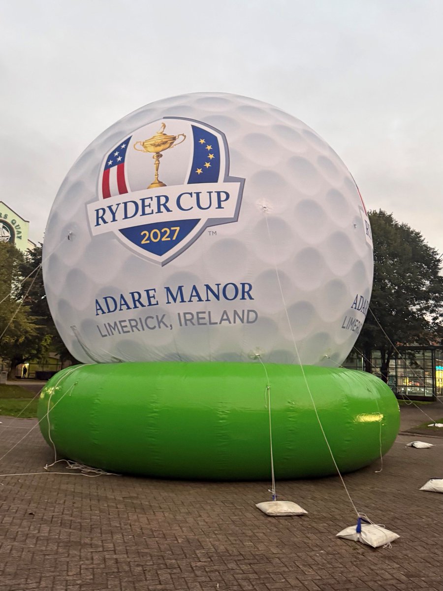 SWINGolfIreland's tweet photo. One year to go! 🏆 Limerick was buzzing this weekend as the Ryder Cup countdown began. Great to see The Coronas &amp; The Birds live at Ryder Cup Live at the Castle. ⛳ As an authorised Ryder Cup provider, we’re offering official 2027 packages.

#RyderCup2027 #AdareManor #IrelandGolf https://t.co/bIGbUMrRhK