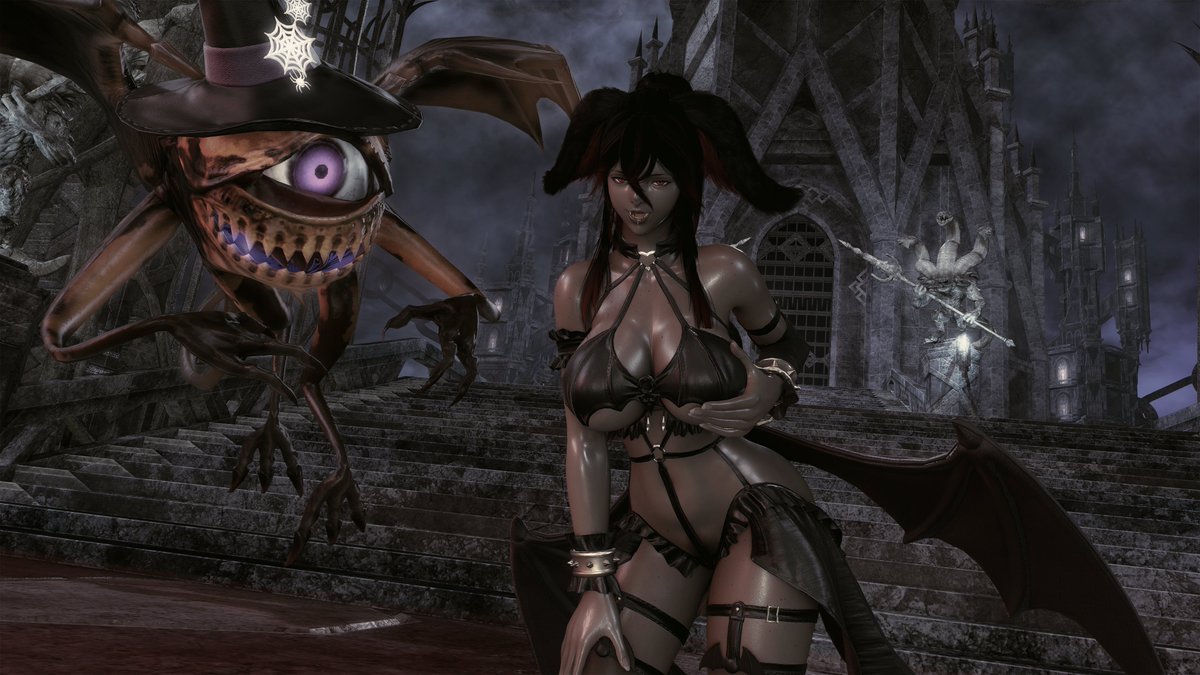 OnlyAshXIV's tweet photo. Local Succubun is ready to welcome guests to her castle, will you last longer than the last guests? (A halloween theamed pose for a contest) #gpose #gposers #gposensfw #gposersnsfw #reshade #oc #viera https://t.co/LjEpUeOpOY
