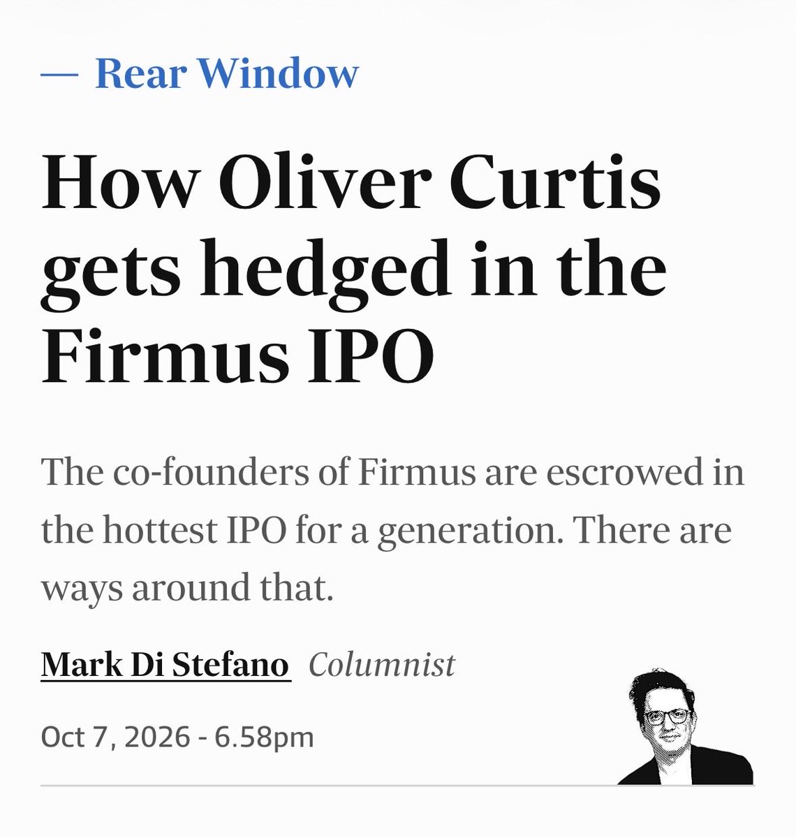 MarkDiStef's tweet photo. Latest on the possibly shrinking Firmus IPO. https://t.co/21ZRtVHXXl
