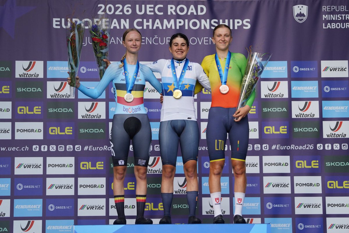 RFECiclismo's tweet photo. Campeona del mundo de ruta y campeona de Europa de CRI ❤️ 🇪🇺🇪🇸

¡Increíble, Alejandra! 👏👏

#EuroRoad26 #CiclistasIberdrola #TeamESPciclismo🇪🇸 https://t.co/66329dvNC7