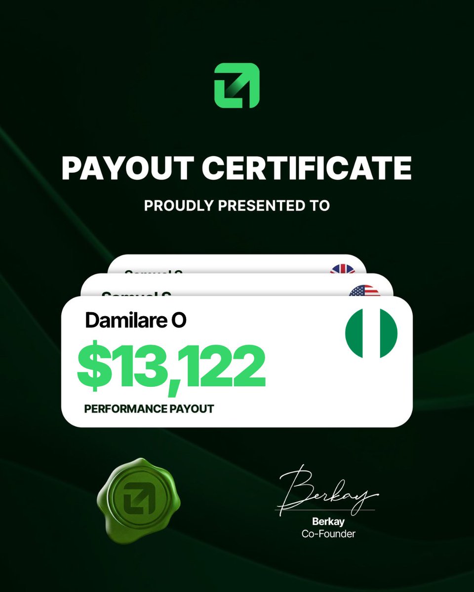 EquityEdgeUK's tweet photo. $13,122 just hit for Damilare O 🇳🇬💸

That kind of number doesn't come from a hot streak. It comes from showing up, executing the process, and letting the results compound.

Huge congratulations to Damilare on an incredible performance payout — well earned.

This is what Equity Edge is designed to do.

Real Traders. Real Journeys. Real Payouts.

Could your name be on the next certificate? 👇