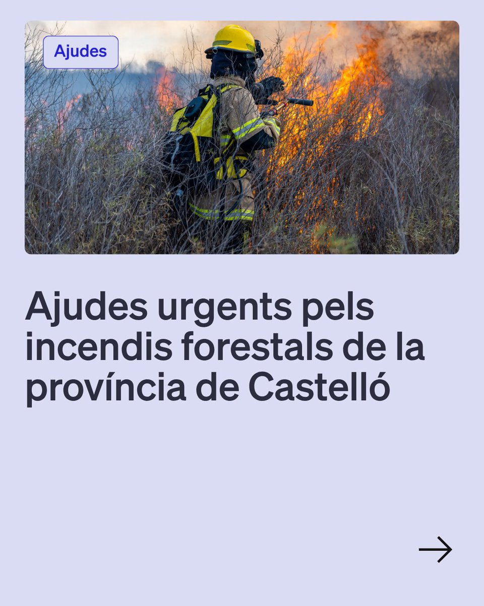 GVAlabora's tweet photo. 🔥 Ayudas urgentes para personas trabajadoras autónomas afectadas por los incendios forestales de la provincia de Castellón
La Generalitat destina ayudas directas, con una cuantía de 1.000 euros por persona beneficiaria, para apoyar a autónomos y autónomas que desarrollen su actividad económica en los municipios afectados por los incendios forestales del 25 de julio, 7 y 20 de agosto

✅ Dirigidas a personas trabajadoras autónomas de municipios con afección material directa y de localidades afectadas por confinamientos o evacuaciones.

🌐 Las solicitudes pueden presentarse a través de la página web de LABORA: https://t.co/X34KEbWsKL

➡️ Desliza para consultar los municipios beneficiarios.

#LABORA #Autónomos #Ayudas #Castelló #IncendioForestal #RecuperaciónEconómica #PersonasAutónomas