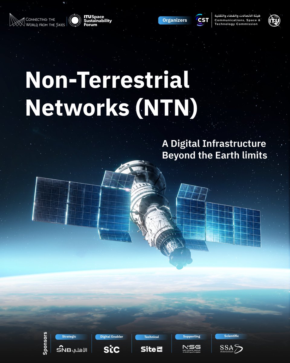 CST_KSA's tweet photo. Connectivity Horizons Expand
Discover how terrestrial and non-terrestrial networks integrate to shape a more connected future at the Global Space Connectivity & Sustainability Events.
#SCS26
#Connected_Earth_Sustainable_Space https://t.co/FMKFEBkTJ8