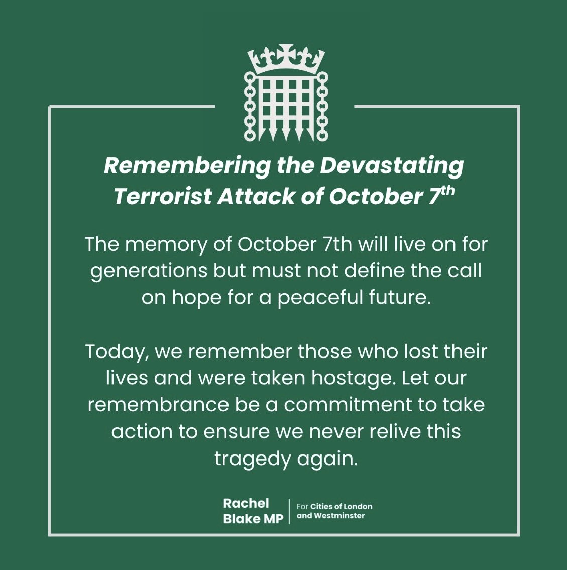RNBlake's tweet photo. Remembering the devastating terrorist attack of October 7th. https://t.co/bgFHgkompN
