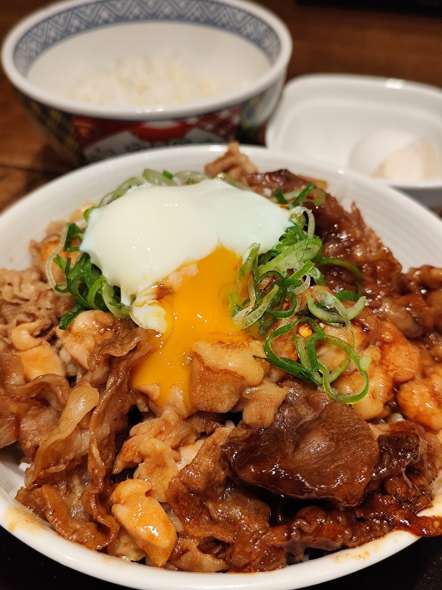 Rnyrg's tweet photo. 吉野家のスタミナ超特盛丼から鶏肉をリストラしたのは超愚策だと思う（写真は当時のもの） https://t.co/hZPp2oOPoL