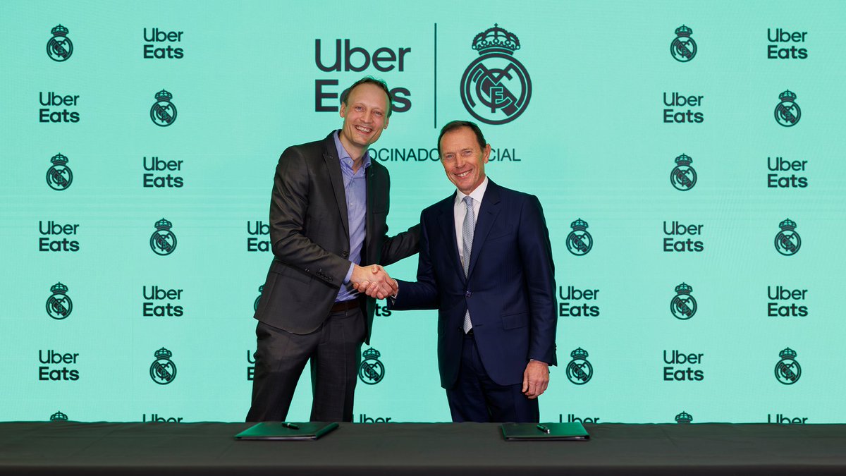 realmadrid's tweet photo. 🤝 @UberEats_es, nuevo patrocinador oficial del Real Madrid. https://t.co/2mNOLAb7PD