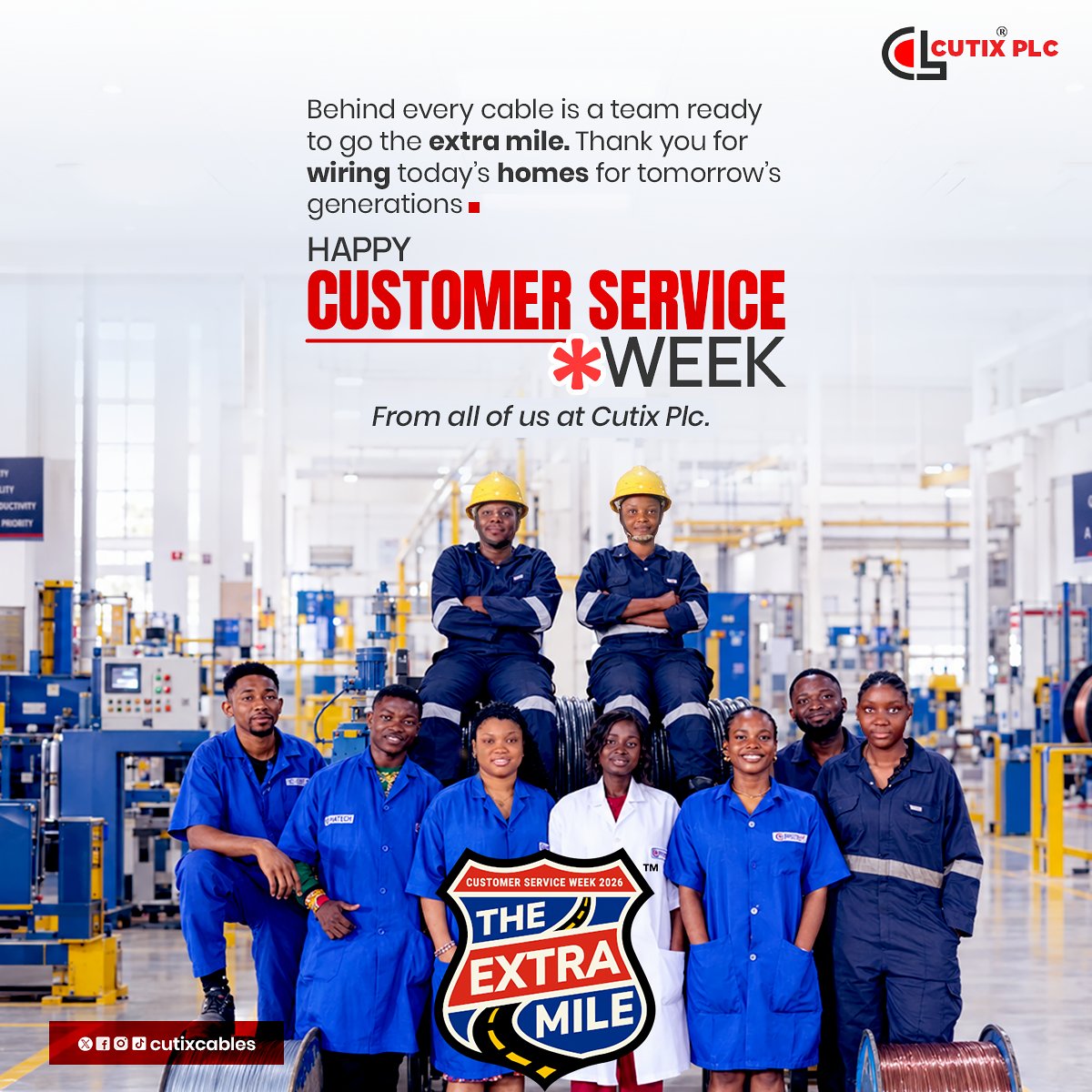 Cutixcables's tweet photo. More than quality cables, we go the extra mile to deliver exceptional service and lasting value.
Happy Customer Service Week!
From all of us at Cutix.
For more info:
☎️: +2347046236426
📧: info@cutixplc.com.ng
#CustomerServiceWeek #2026 #TheExtraMile #CutixPlc #CutixCables https://t.co/N0oSFa5iGI