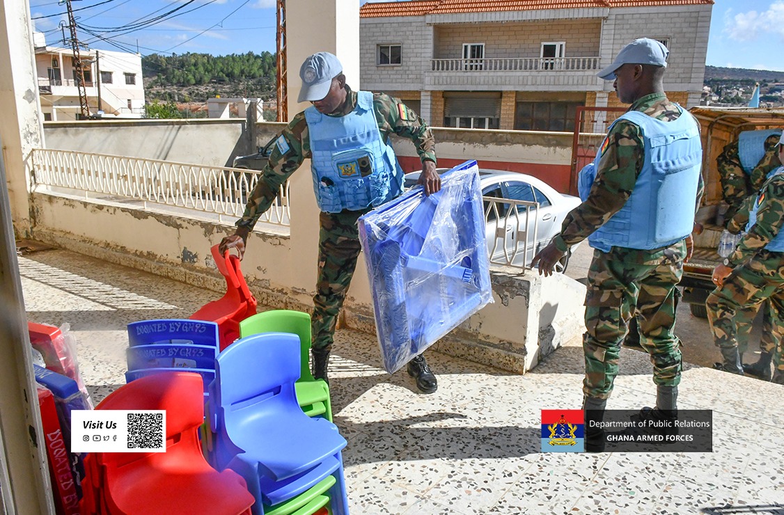 GhArmedForces's tweet photo. The Civil-Military Cooperation (CIMIC) team of the United Nations Interim Force in Lebanon (UNIFIL) Ghana Battalion 93 (GHANBATT 93) has donated essential items to the Social Development Centre (SDC) in Rumaysh, Lebanon on Tuesday 6 October 2026.

Full Story on: https://t.co/0WAd4QLKdf

Story & Pictures by UNIFIL GHANBATT 93 Public Information Cell