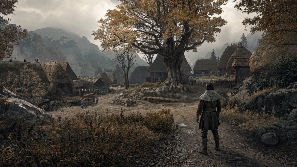DawnwalkerCoen's tweet photo. Laslea

*

It used to be a bustling village, filled with the sound of pickaxes echoing off the hillsides - but not anymore. 
Following the edict banning possession of silver, the nearby mines have been boarded shut.
#TheBloodOfTheDawnwalker https://t.co/p4TSVqLBNR