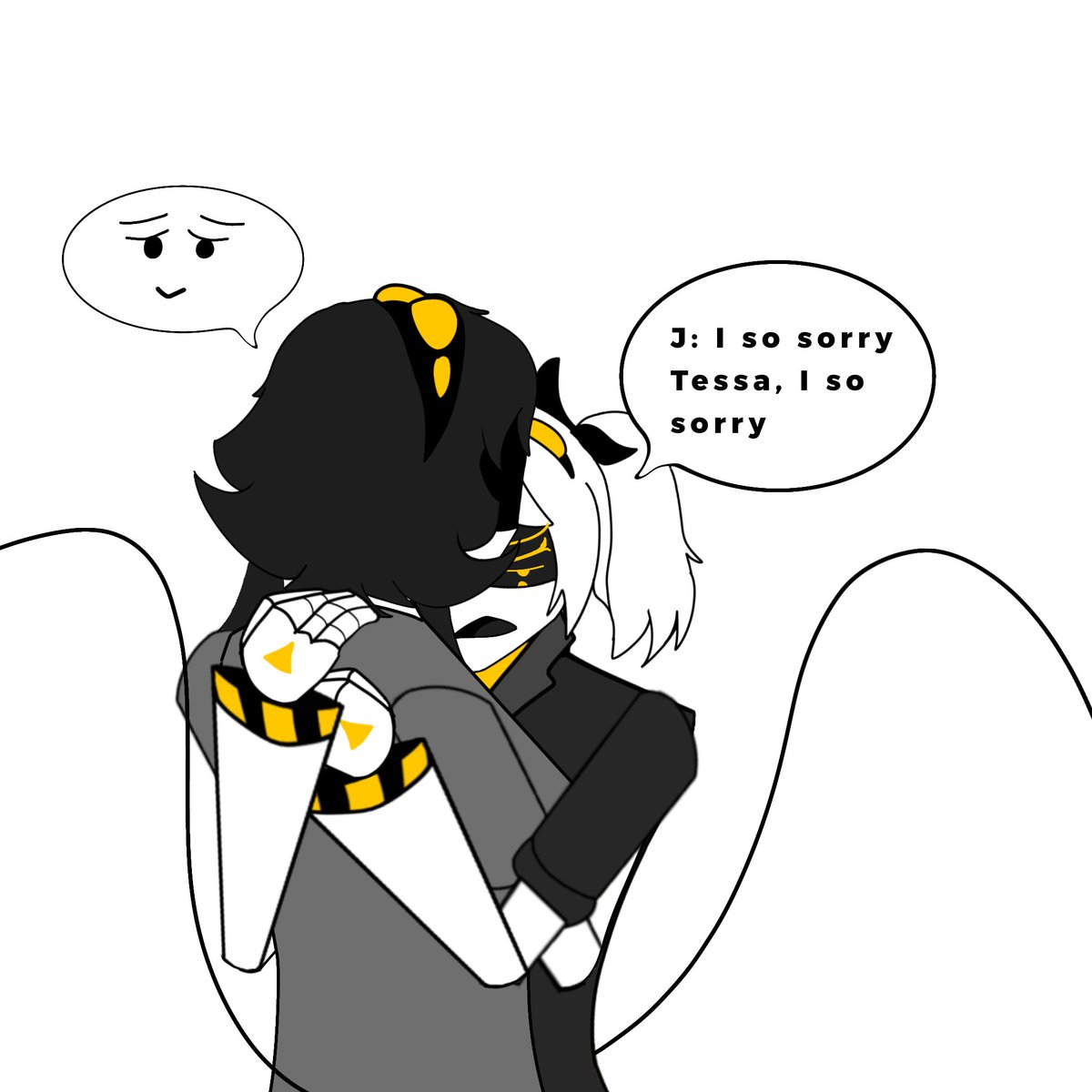 OopsFaxs's tweet photo. Team F meet Tessa is happy see her
J meet Tessa look like 
#murderdronesoc #murderdronesart #murdrderdronesJ #murderdronesTessa #MDJ #mdtessa #art https://t.co/xRoUNcowmL