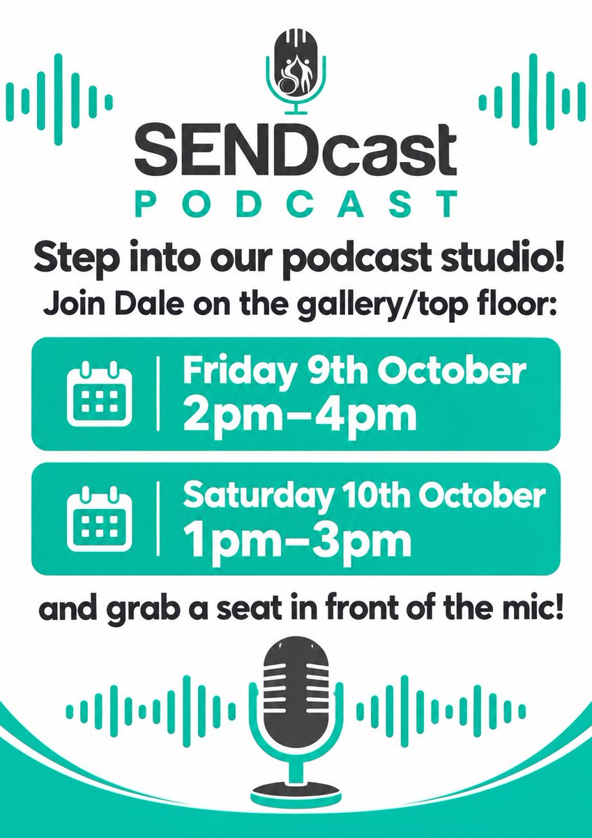 theSENDcast's tweet photo. For the first time ever - we're taking the SENDcast studio on the road! 🚗
Join Dale live at this year's @SENDShowUK at the Business Design Centre in London to share your thoughts on the SEND reforms, best practice, or just share your experience! See you there 🎙️ #tessend #sendshowuk #podcast