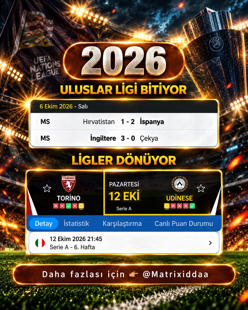 matrixiddaa's tweet photo. 🇮🇹 UDİNESE VE LİGE DÖNÜŞ!

⭐️ 2022/23 sezonu 27 Eylül Uluslar Ligi son maçları oynanıyor, 1 hafta sonrasında ligler geri dönüyor; 
👉🏼 Udinese deplasmanda oynuyor.
👉🏼 Maçı haftanın kapanış gününe koymuşlar.
🔥 Maç 1/2 oluyor. ✅

⭐️ 2024/25 sezonu 10 Eylül Uluslar Ligi son maçları oynanıyor, 1 hafta sonrasında ligler geri dönüyor; 
👉🏼 Udinese deplasmanda oynuyor.
👉🏼 Maçı haftanın kapanış gününe koymuşlar.
🔥 Maç 1/2 oluyor. ✅

🌟 2026/27 sezonu 6 Ekim Uluslar Ligi son maçları oynandı, 1 hafta sonrasında ligler geri dönüyor; 
👉🏼 Udinese deplasmanda oynuyor.
👉🏼 Maçı haftanın kapanış gününe koymuşlar.
🔥 Seri devam edecek mi bekliyoruz!